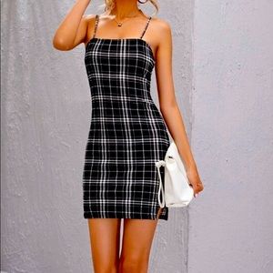 SHEIN split hem plaid dress, size s